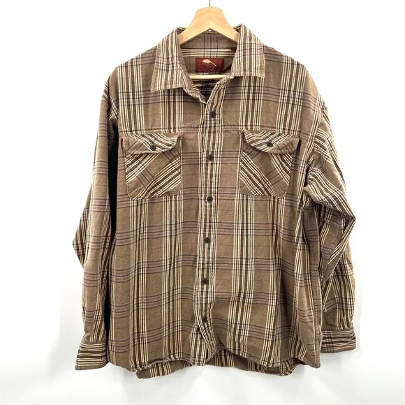 Bob Timberlake heavyweight flannel shirt outdoor cabincore work brown XL - Picture 1 of 12